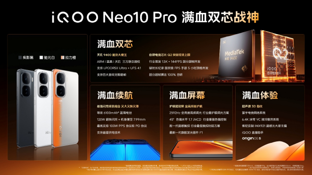 iQOO Neo10系列發(fā)布：藍科技+天璣9400旗艦芯 到手價3199元起